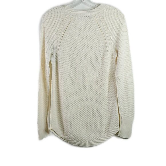 Loft - Cream/Ivory Long Sleeve Scoop Wool Blend Neck Sweater - Small - Picture 6 of 6